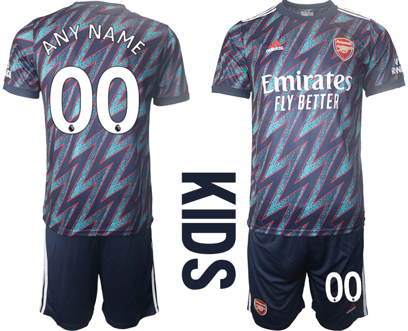 Youth 2021-2022 Club Arsenal away blue customized Soccer Jersey->customized soccer jersey->Custom Jersey